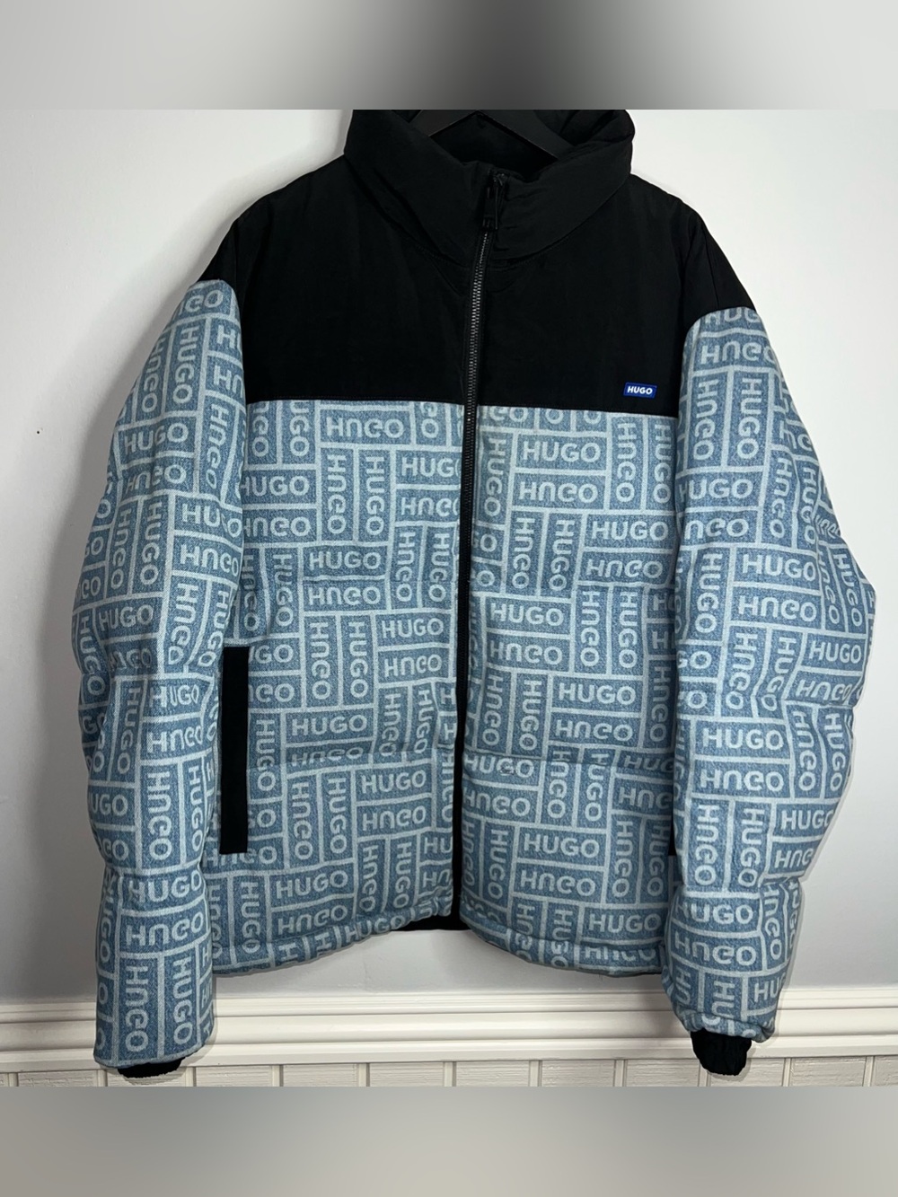Hugo Boss Byres Logo Puffer Jacket Mens XXL Blue Denim